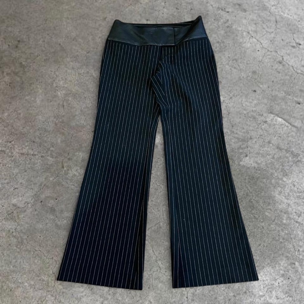y2k black and white low rise pink striped flare bootcut pants size 2